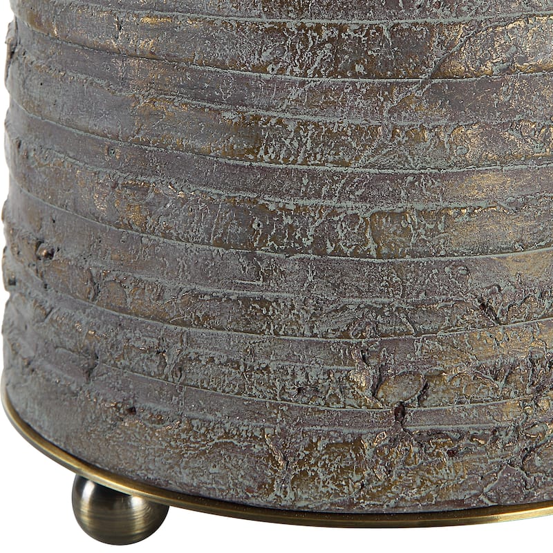 Uttermost Gorda Bronze Ceramic Table Lamp - 23"H,   Shade 10"H x 15 Dia. (in)