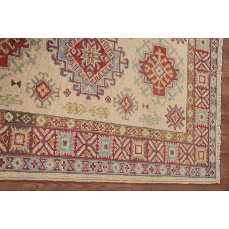 Geometric Kazak Foyer Rug Hand-Knotted Wool Carpet - 2'10" x 4'1"