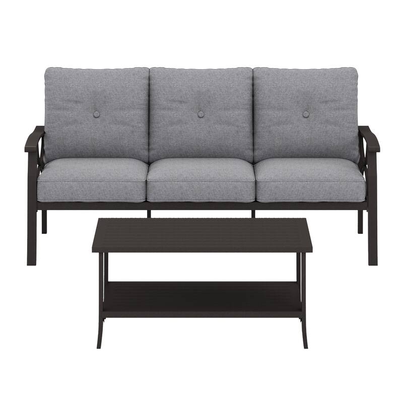 Outdoor Patio Furniture Set, Outdoor Metal Sectional Furniture with Cushions, Outdoor Conversation Seating Set with Coffee Table