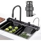 preview thumbnail 33 of 35, Lefton 304 Stainless Steel Waterfall Kitchen Sink Set with Pull-down Faucet KS2207 (Series) 29.5" x 18.25" (with 1/2 HP Garbage Disposal)