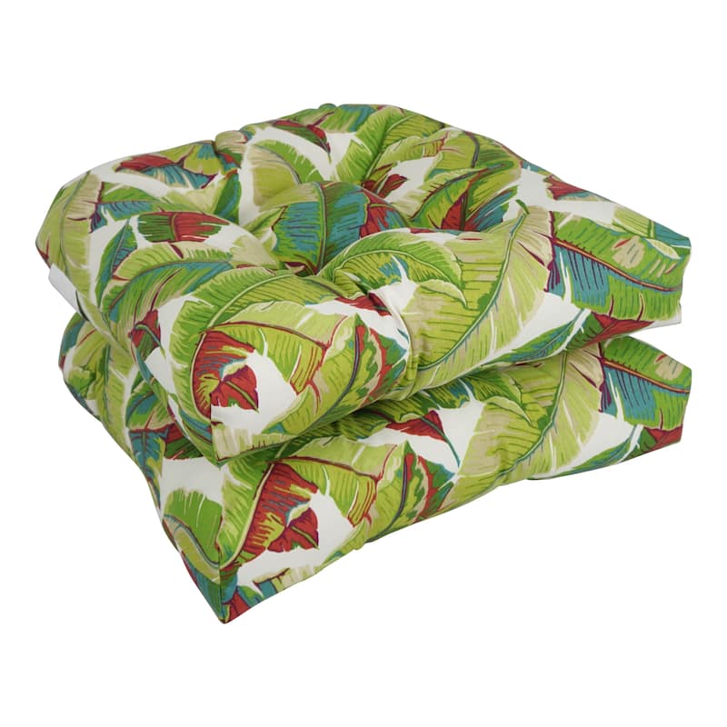 19-inch Rounded Back Indoor/Outdoor Chair Cushions (Set of 2) - 19" x 19" - Balmoral Garden