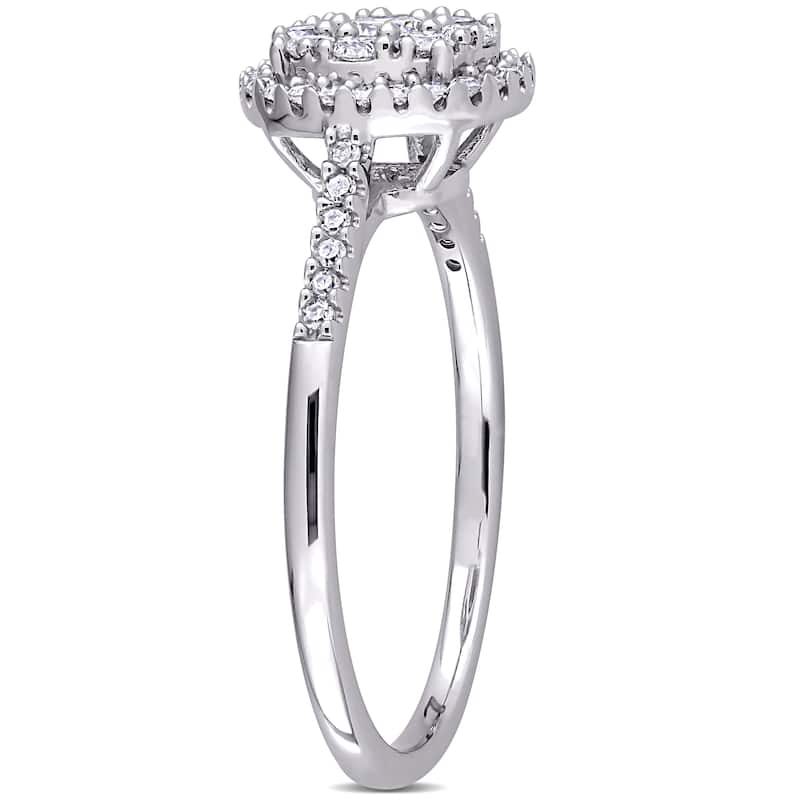 1/2ct TDW Diamond Composite Round Halo Engagement Ring in 10k White Gold by Miadora