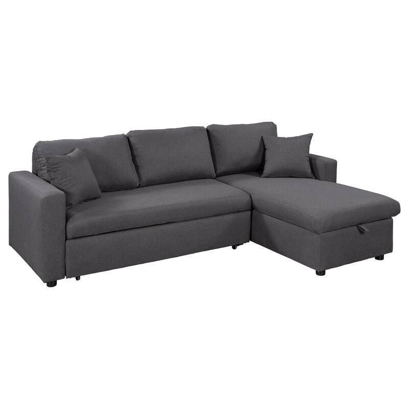 87.4" Upholstered Sleeper Sectional Sofa with Chaise & Bed