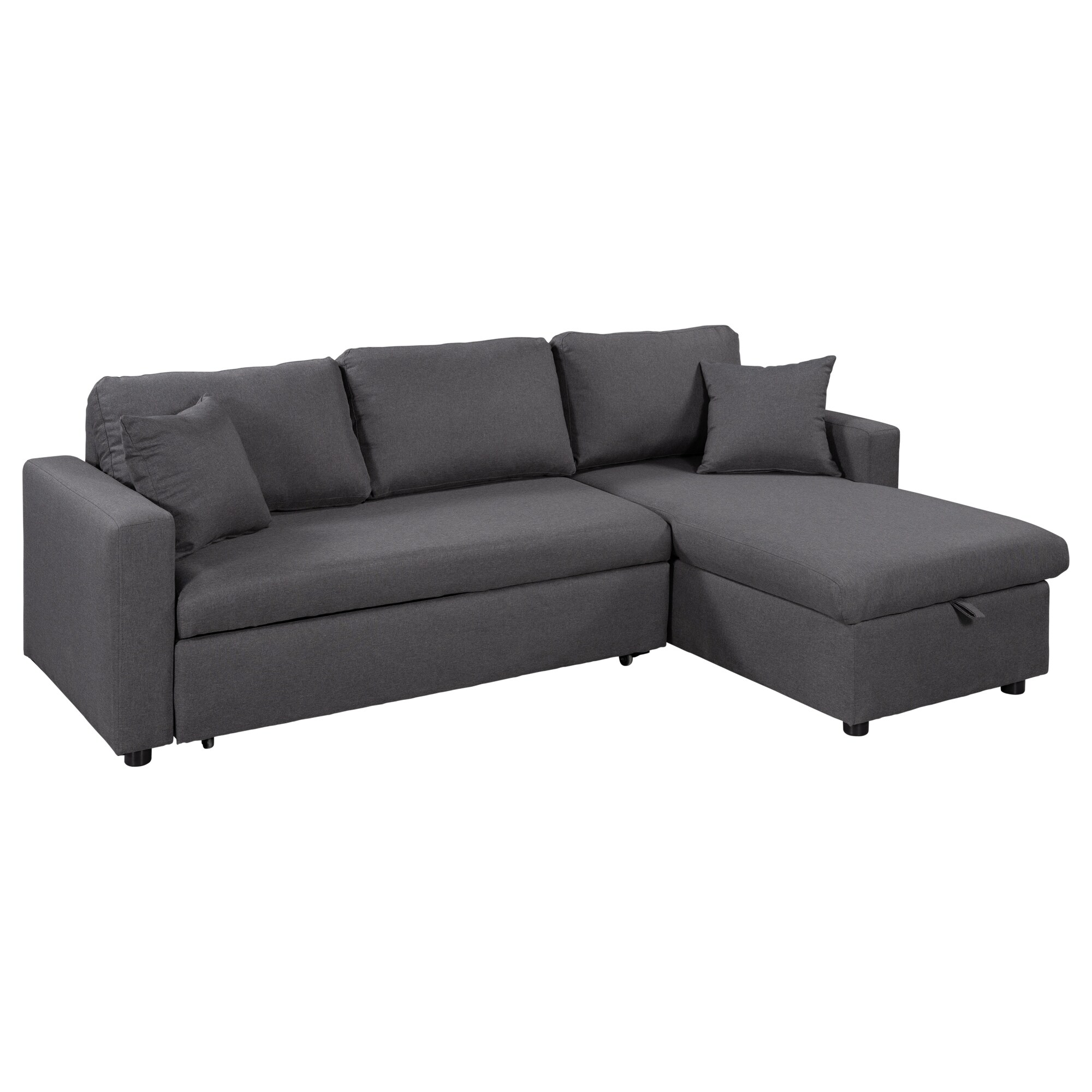 Rasa tufted grey sectional sofa top bed sleeper with storage chaise
