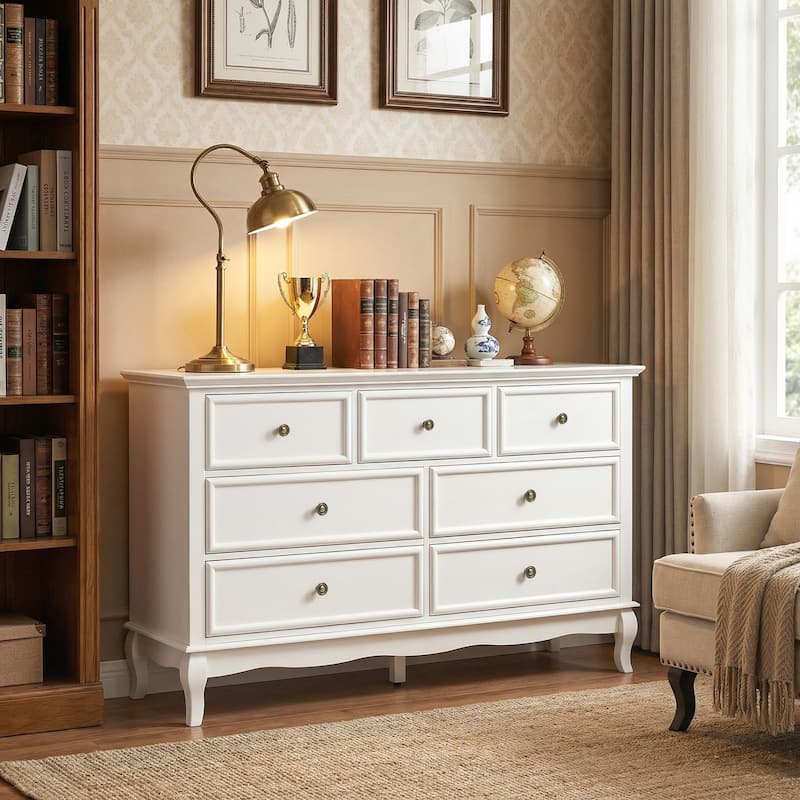 7 Drawer Dresser with Solid Wood Legs