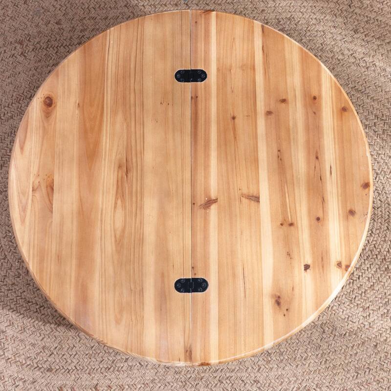 ​Rustic Wood Coffee Table - 30" Round with Lift Lid