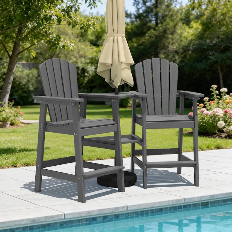 Outdoor Tall Adirondack Chair Set of 2 with Connecting Tray