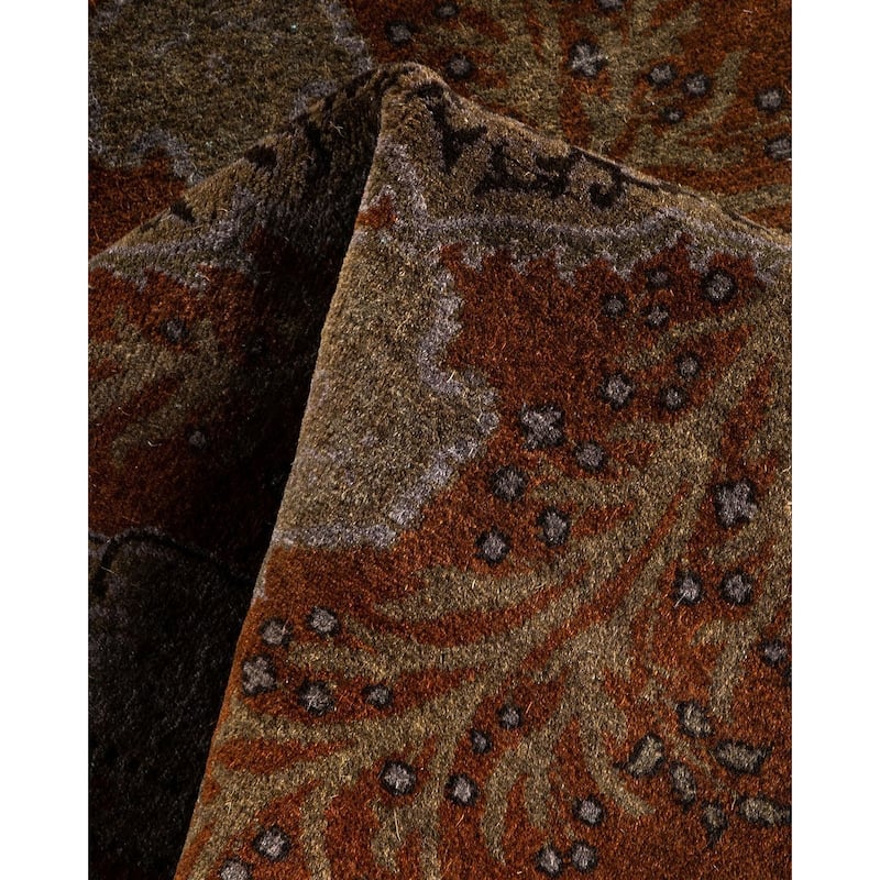 Overton Hand Knotted Wool Vintage Inspired Modern Contemporary Overdyed Brown Area Rug - 2' 9" x 4' 2"