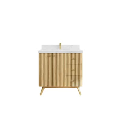 Willow Collections 36 in. W x 22 in. D Pasadena Solid Teak Center Sink Bathroom Vanity with Countertop
