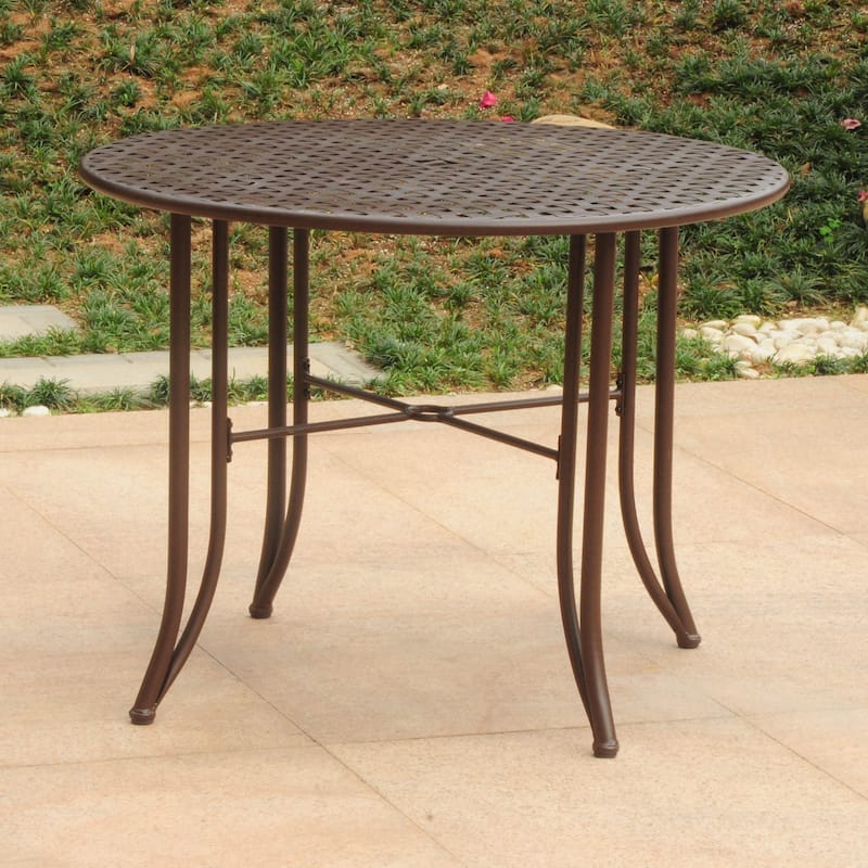 Mandalay 39-inch Iron Round Dining Table - Rustic Brown