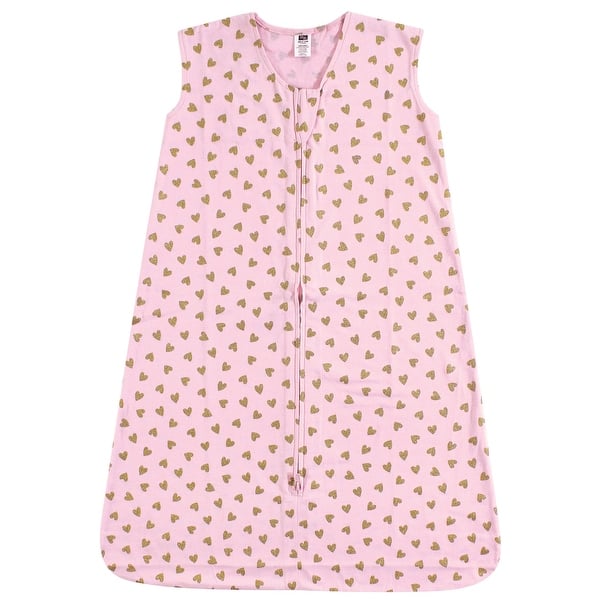 slide 1 of 1, Hudson Baby Infant Girl Cotton Sleeveless Wearable Sleeping Bag, Sack, Blanket, Gold Hearts 18-24 Months - Gold Hearts