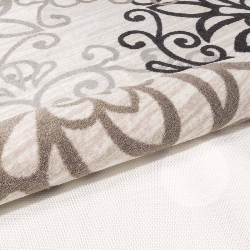Superior Non-Slip Modern Floral Medallion Indoor Area Rug