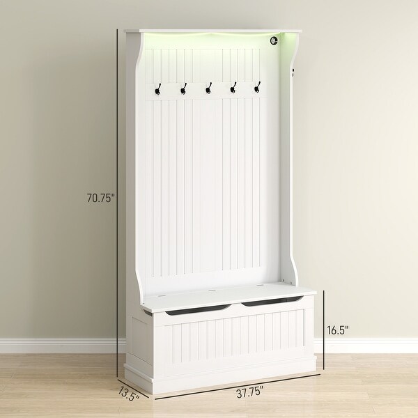 HOMCOM 3-In-1 Hall Tree with LED Lights and Shoe Storage