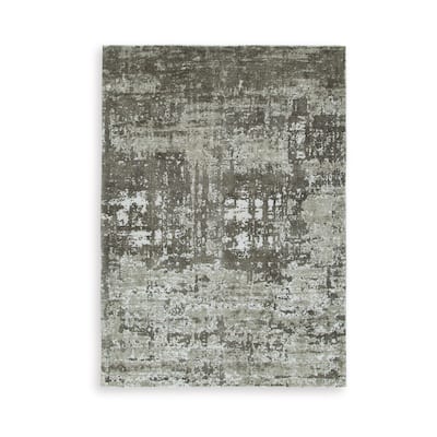 Monty 8 x 10 Area Rug, Abstract Pattern, Gray Ivory Polyester, Cotton Back - 8 x 10