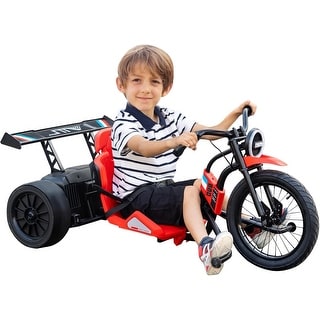 Ride On 3 Wheelers Go Kart for Kids, 24V 14Ah Battery Two 300W Motors, 9MPH Fast Drifting Circling Car