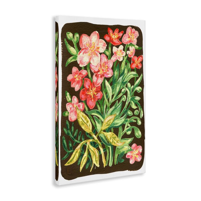 Stupell Garden Flowers on Brown Canvas Wall Art Design By Hannah Moren