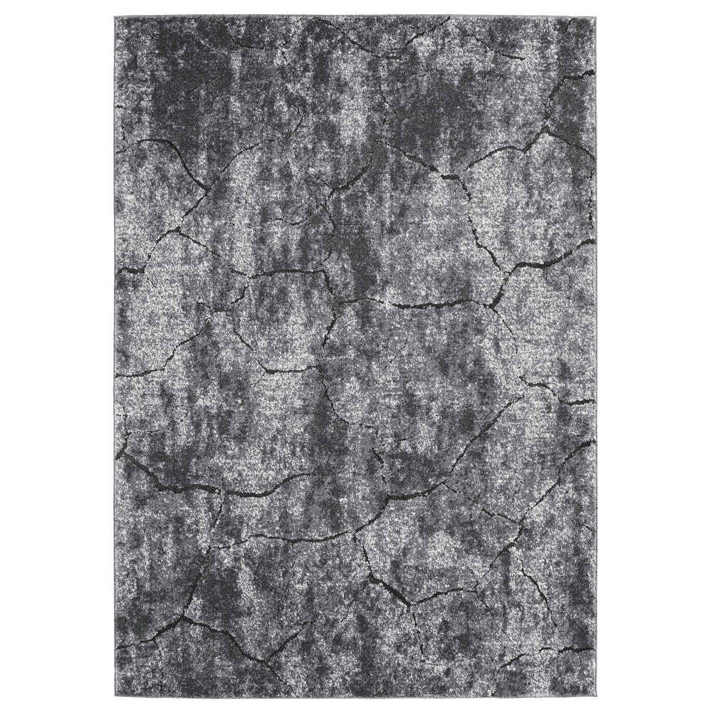 Milan Collection Grey Stone Area Rug (8 OverstockGray Stone Marble Abstract