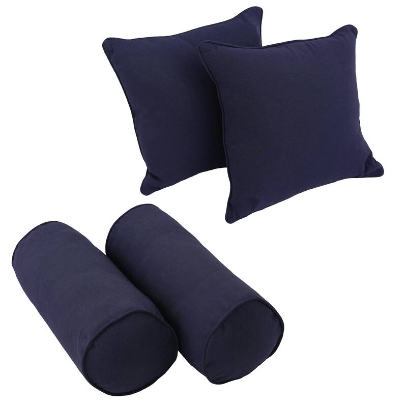 Twill 4-Piece Bolster/Throw Pillow Set - Navy