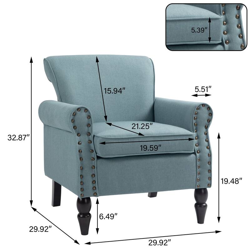 Mid-Century Modern Accent Chairs with Nailhead Trim