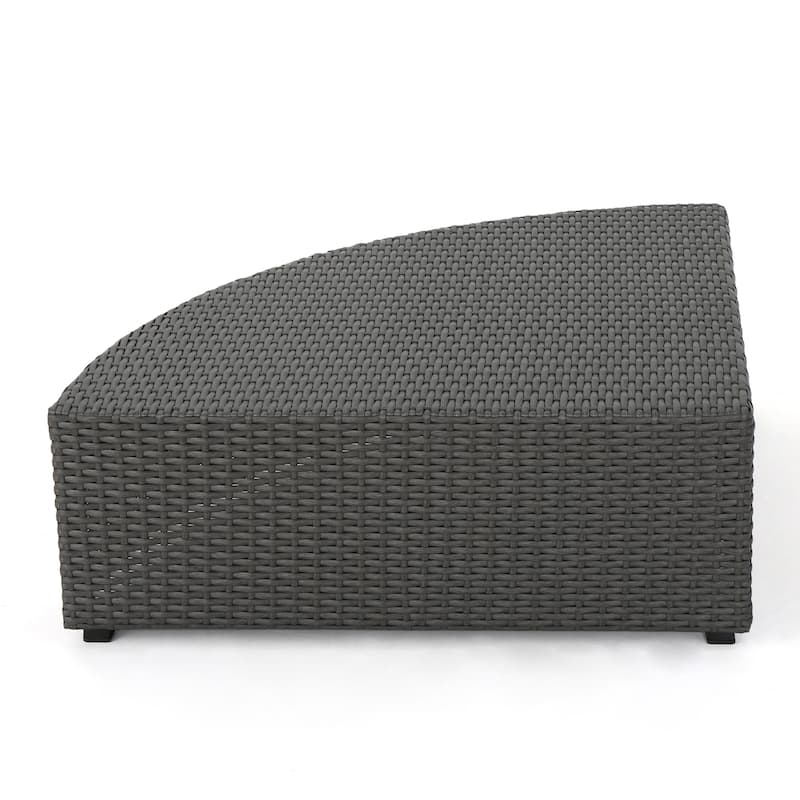 Roomfitters Stylish Wicker Corner Chair and Matching Outdoor Table Set with Plush Comfortable Cushions, Perfect for Relaxing