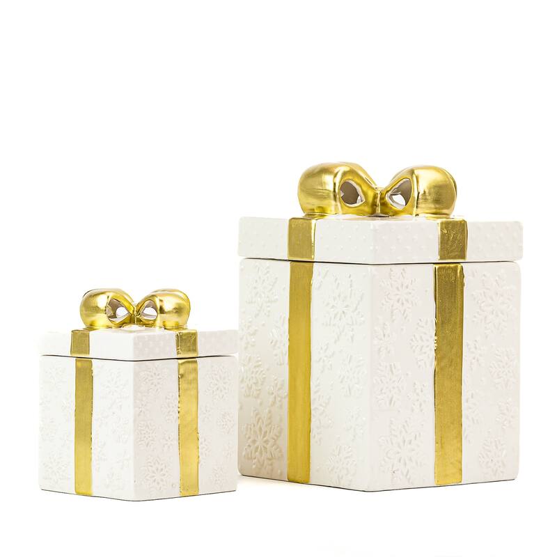 10 Strawberry Street Set of 2 Gift Box Cookie Jars
