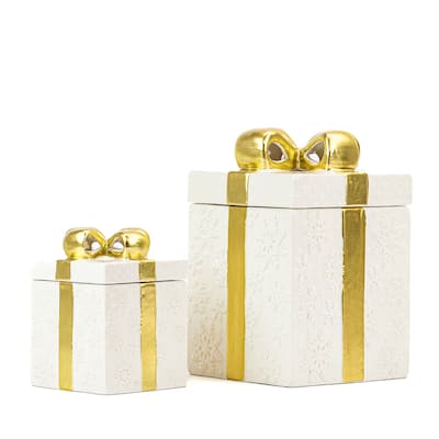 10 Strawberry Street Set of 2 Gift Box Cookie Jars