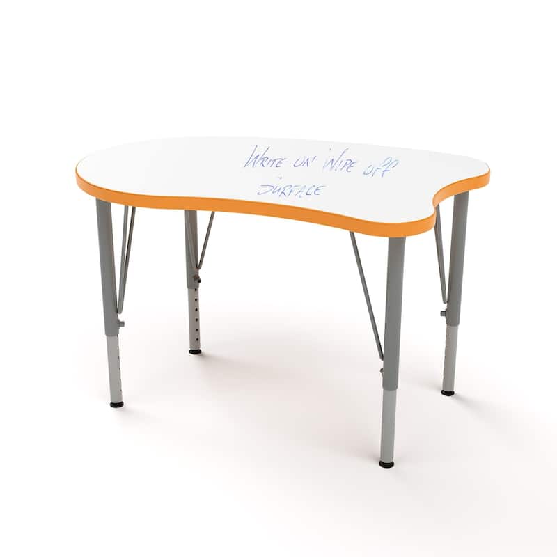 Tot Mate Versa Kids Desk Curve Shape Small Laminate Surface 31.5" x 20" Classroom Table, Write-On/Wipe-Off Dry Erase Top