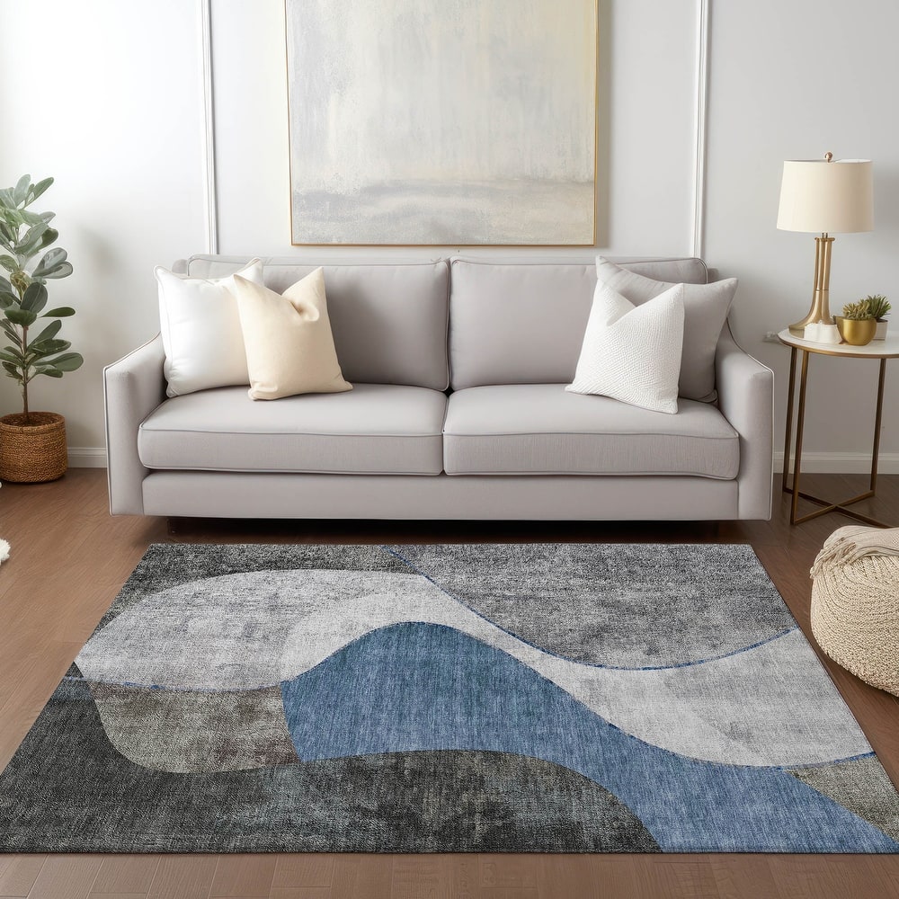 Machine Washable Indoor/ Outdoor Chantille Modern Abstract Rug