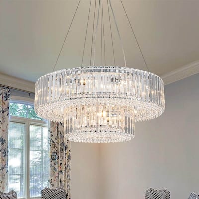 OYIPRO 6/8/12 - Light Modern Round Crystal Chandelier Kitchen Island Pendant Light for Dining Room