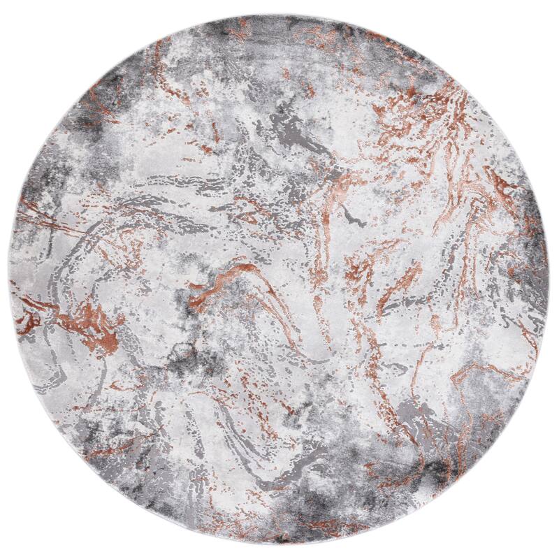 SAFAVIEH Craft Cupertina Modern & Contemporary Rug - 6'7" Round - Grey/Orange
