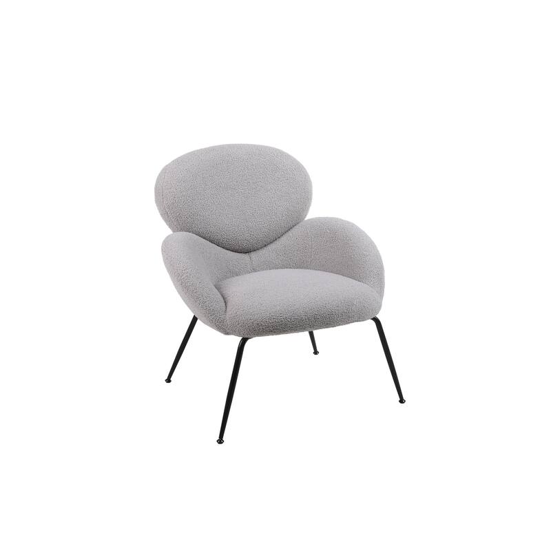 Modern Sherpa Chairs Accent Armchairs for Living Dining Room, Upholstered Chairs with Black Metal Legs, Comfy and Soft Chairs