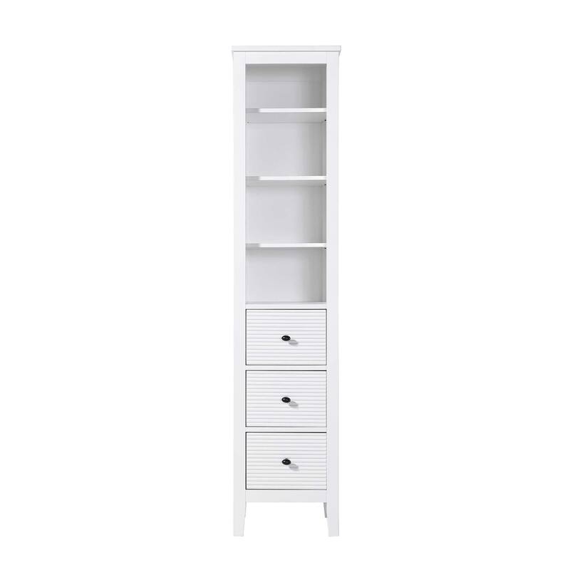 Kensington 16-28 Inch Open Shelving Bath Storage Cabinet - White - 16"