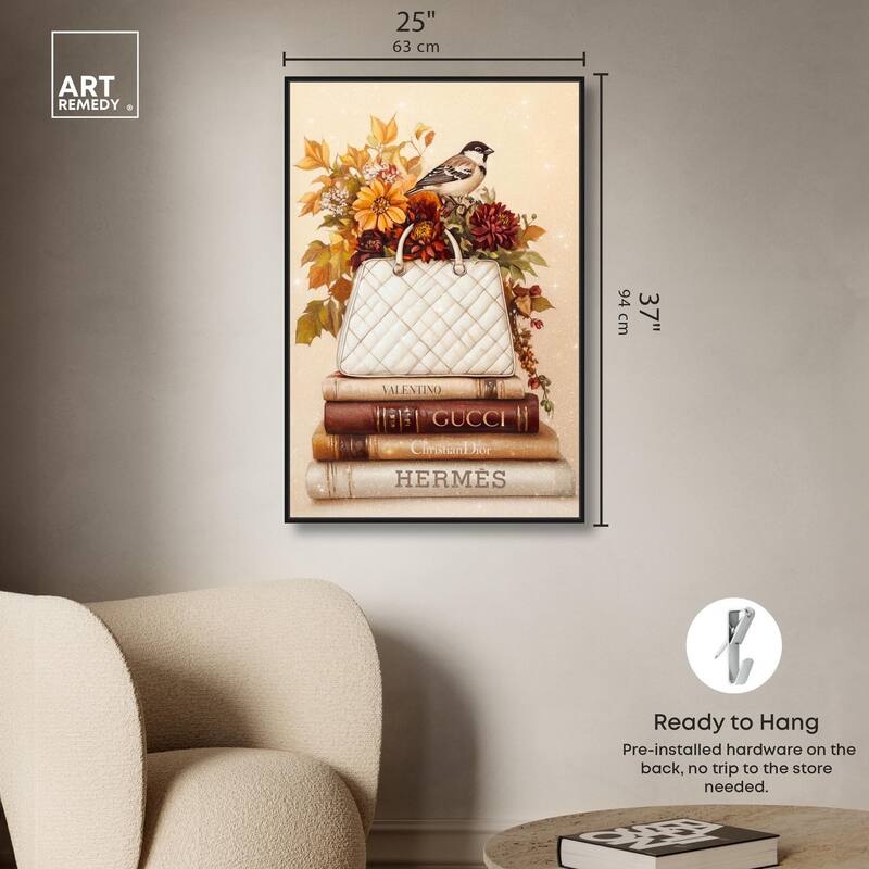 Little Bird Fall Flowers Glam Canvas by Art Remedy