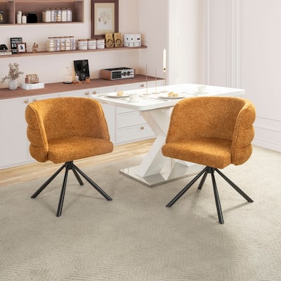270° Swivel Home Office Desk Chairs Set of 2,Modern Dining Chairs, Upholstered Bedroom Chairs with Metal Base,Makeup Chair