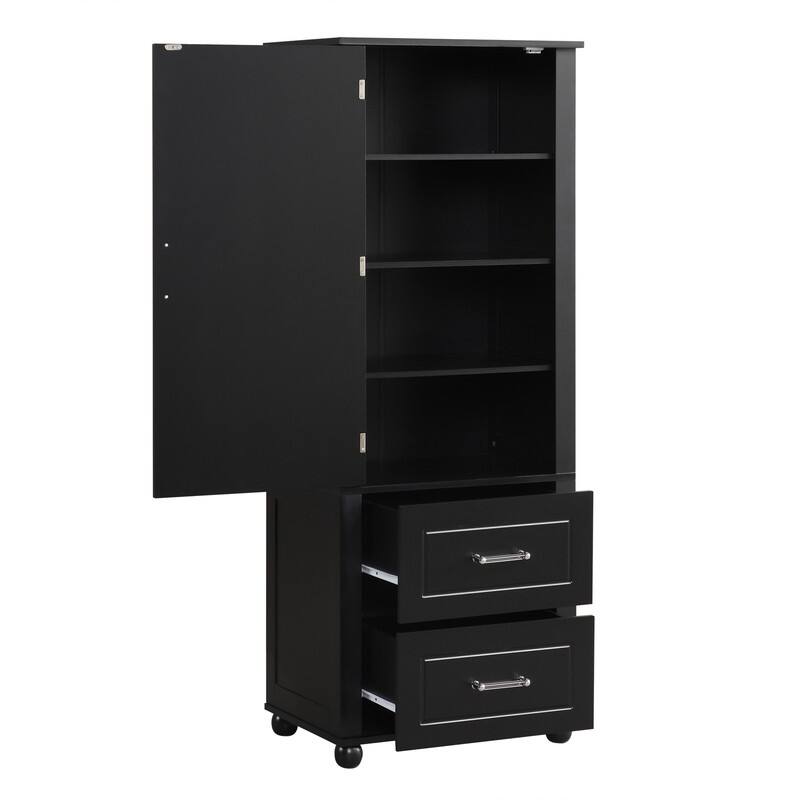 Freestanding Bathroom Storage Cabinet with Two Drawers and Adjustable Shelf