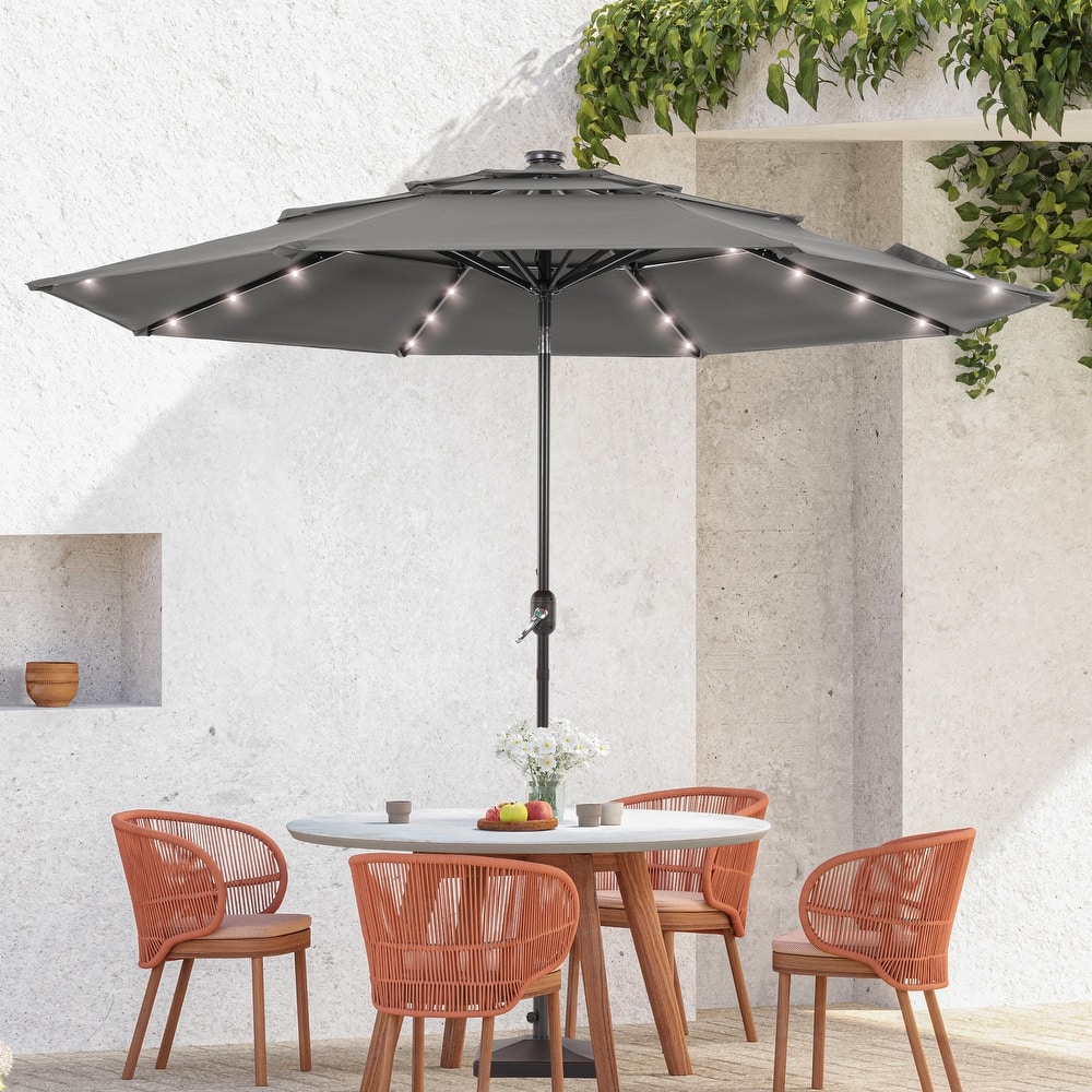 BONOSUKI 3 Tiers Patio Market Umbrella w/Solar Lights and Tilt button
