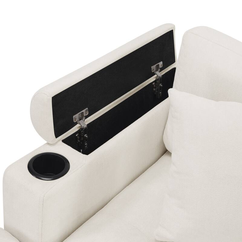 Oversized Corner Sectional, Modern U-Shaped Sectional Sofa with Built-in Storage Boxes and Dual Cup Holders, USB Ports, Pockets