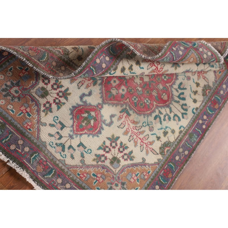 Tabriz Persian Accent Rug Hand-Knotted Wool Carpet - 3'2"x 4'7"