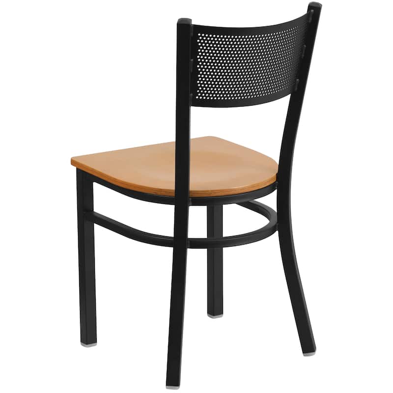 Black Grid Back Metal Restaurant Chair - 17.25"W x 20"D x 33.25"H
