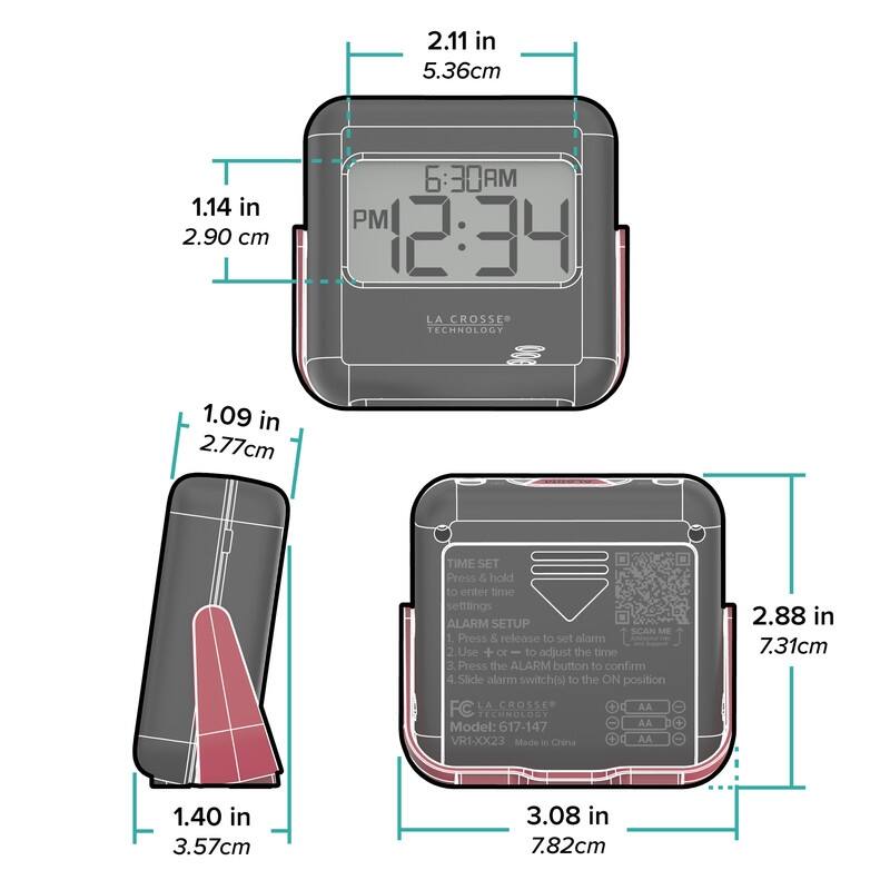 La Crosse Technology 617-43937-INT Buzz Digital Alarm with Vibration - Grey