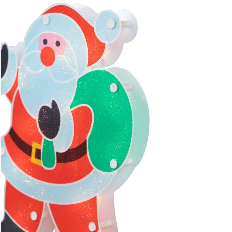 Lighted Holographic Santa Claus Christmas Pathway Markers - Clear - 5.5' White Wire - 3ct - Red