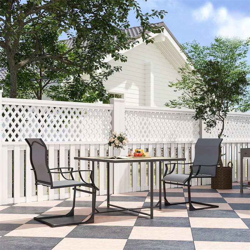 Metal Outdoor Chairs Set of 2 with Breathable Mesh and Swing - 23.6" W x 27.4" D x 39" H