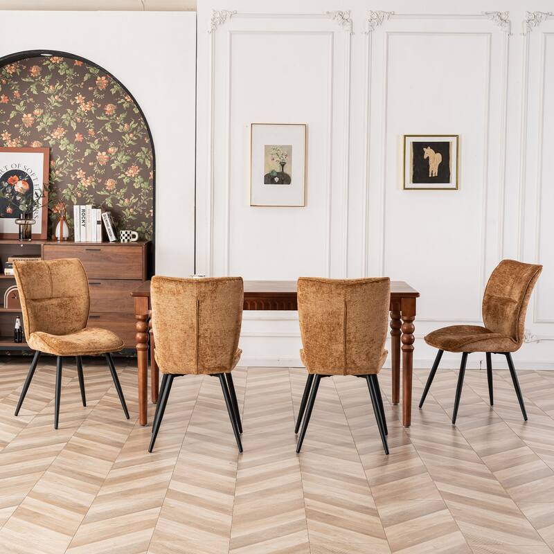 Fabric Upholstered High Back Dining Chairs Set of 2