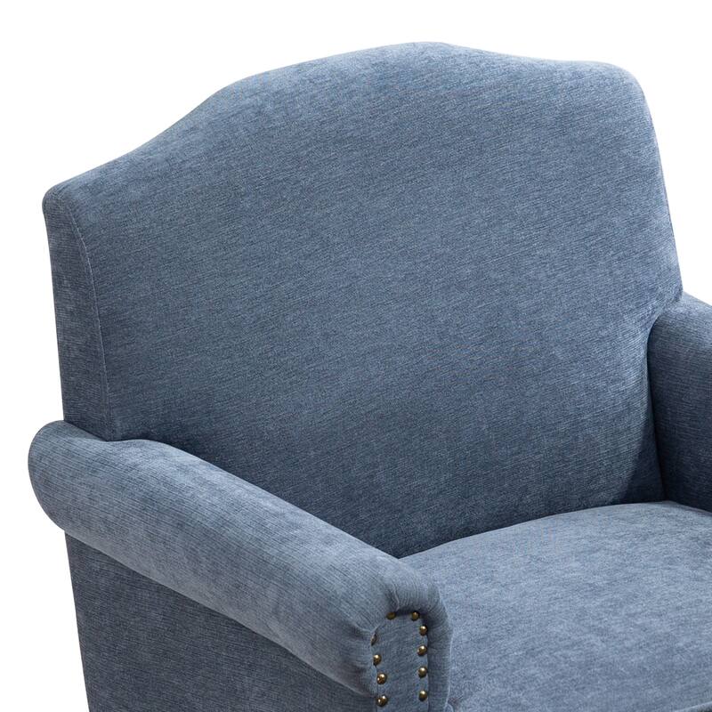 Accent Chair for Living Room Bedroom, Fabric Upholstered Armchair w/ Wood Legs, Nailhead Trim Comfy Single Sofa Side Chair