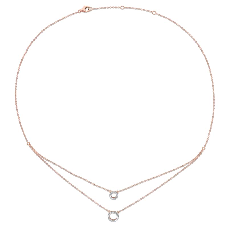 Miadora Diamond Accent Double Circle Tiered Necklace in Rose Plated Sterling Silver