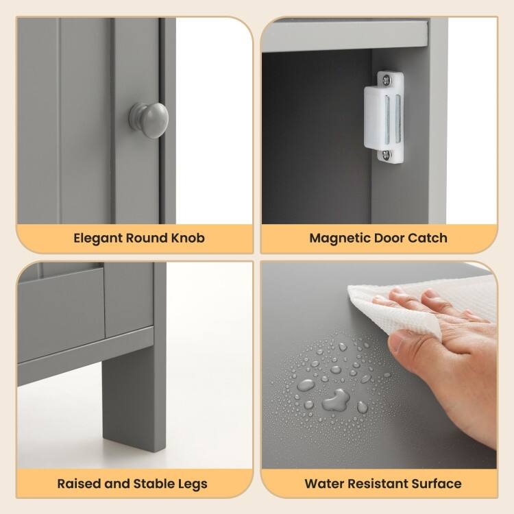 Bathroom Freestanding Adjustable Shelf Floor Storage Cabinet