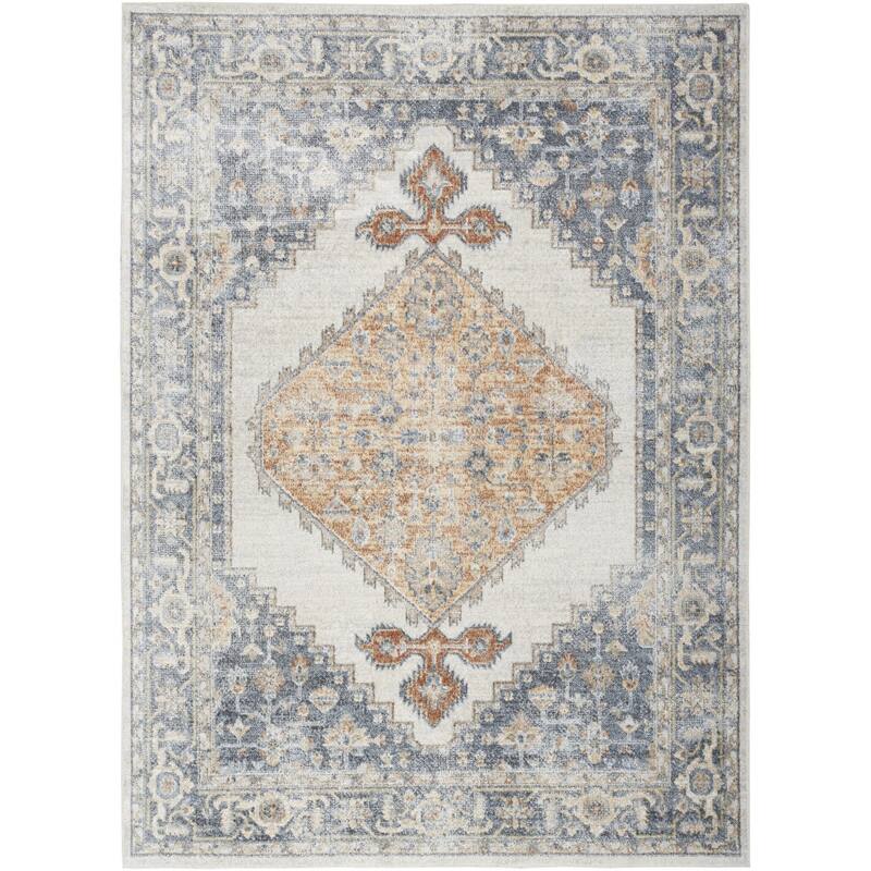 HomeRoots Floral Medallion Transitional Rectangle Area Rug
