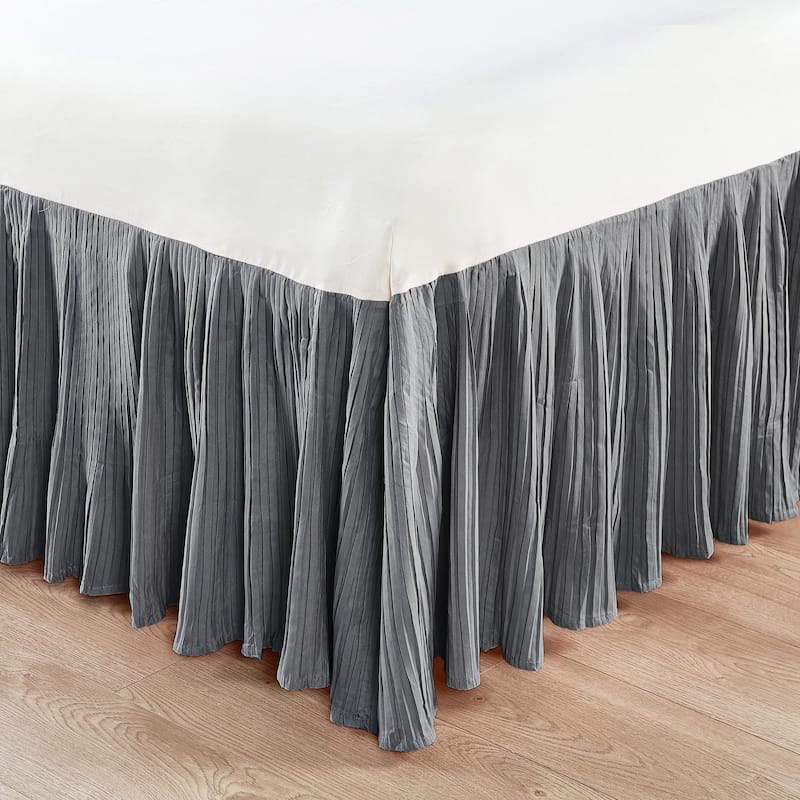 Serenta Pleated Bedskirt 18" Drop - Queen - mystic grey