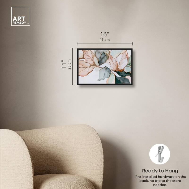 Golden Veined Leaves I Canvas by Art Remedy