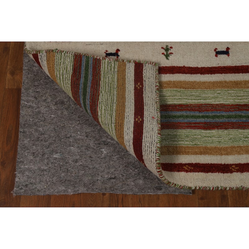 Hand Knotted Oriental 100% Wool Carpet Tribal Animal Pictorial Multi-Colored Gabbeh Area Rug - 7' 7'' X 5' 5''